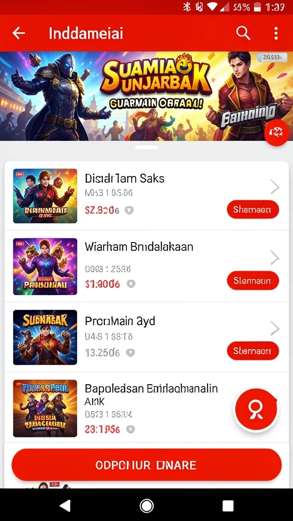Simbol keberuntungan berkilau saat Anda menang.