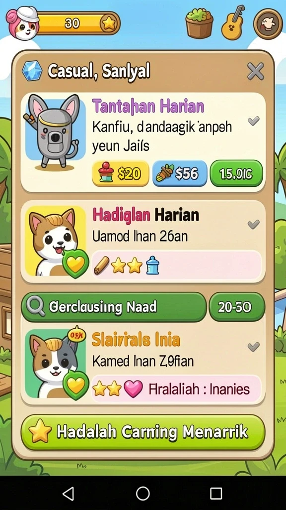 Tampilan awal yang menarik dengan menu navigasi sederhana.