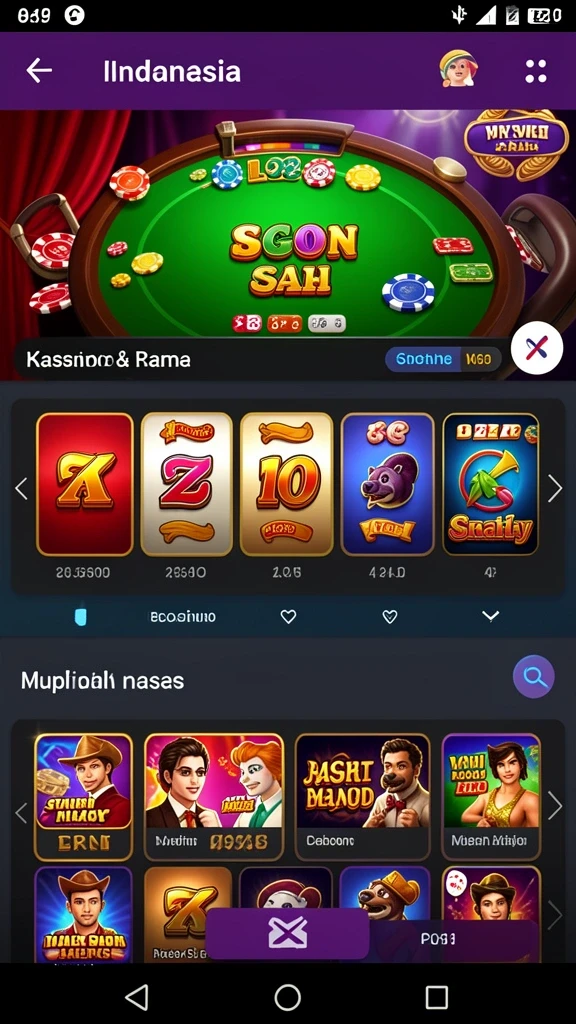 Screenshot menunjukkan beragam tema permainan slot yang tersedia.