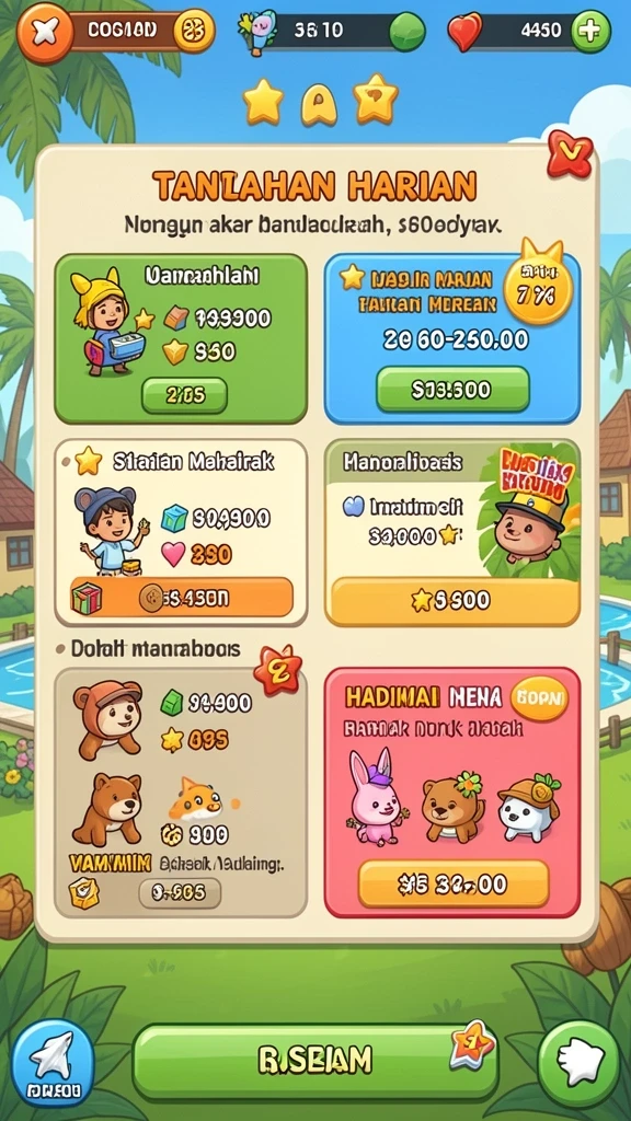 Berbagai mode permainan yang menarik.